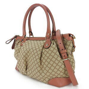 Gucci Leather Canvas Orange Handbag Diamante Style Shoulder Strap